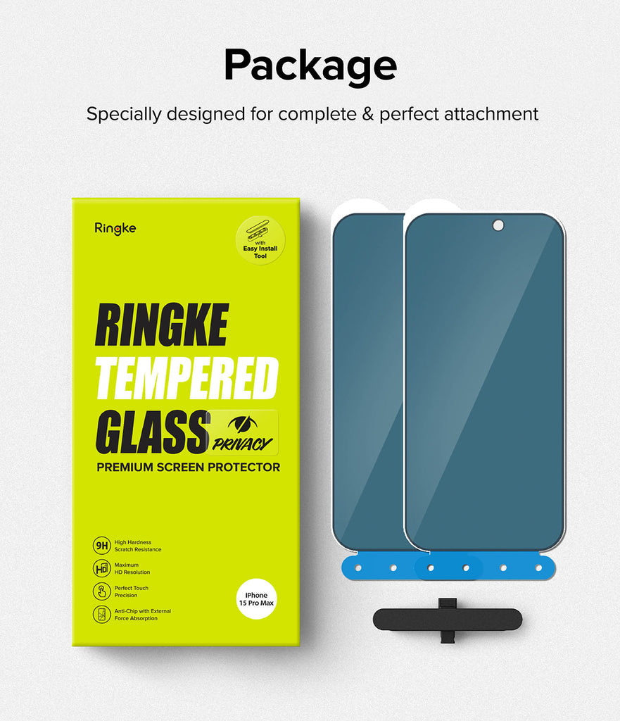 iPhone 15 Pro Max Privacy Tempered Glass Screen Protector - 9H