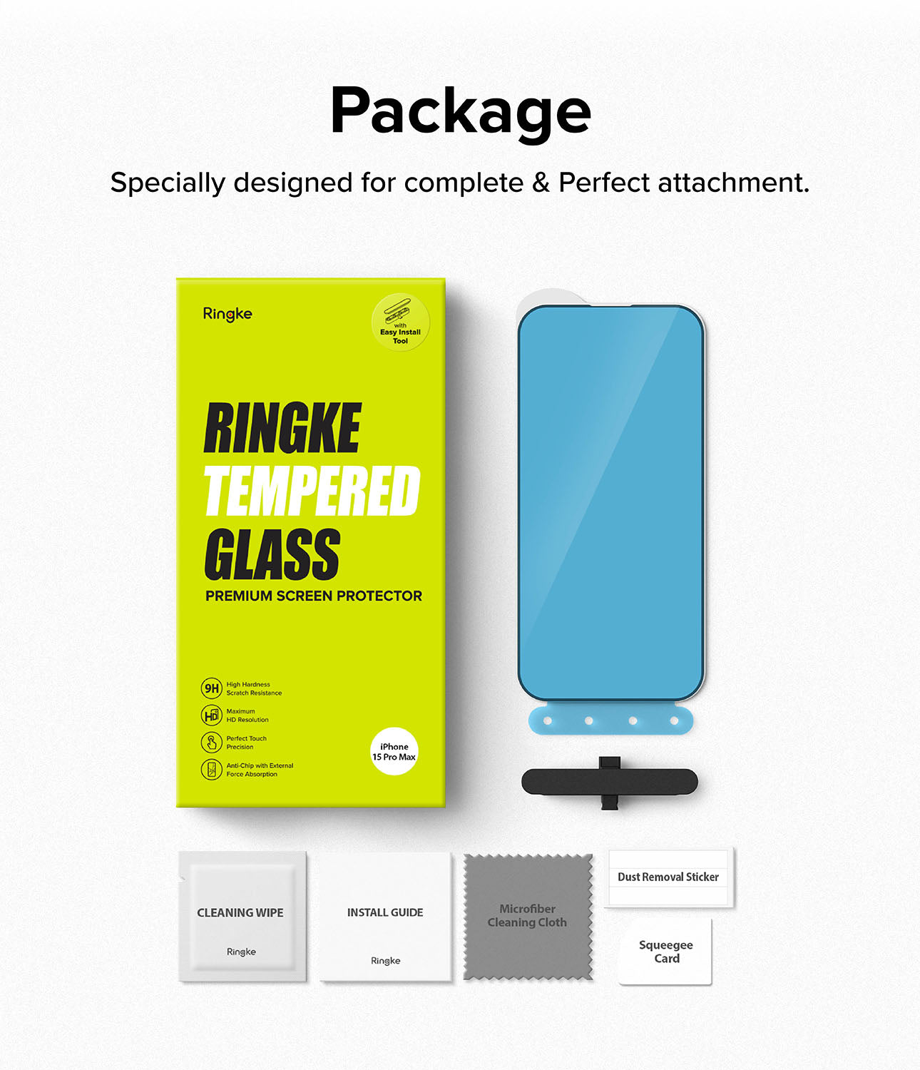iPhone 15 Pro Max Screen Protector | Full Cover Glass - Package.