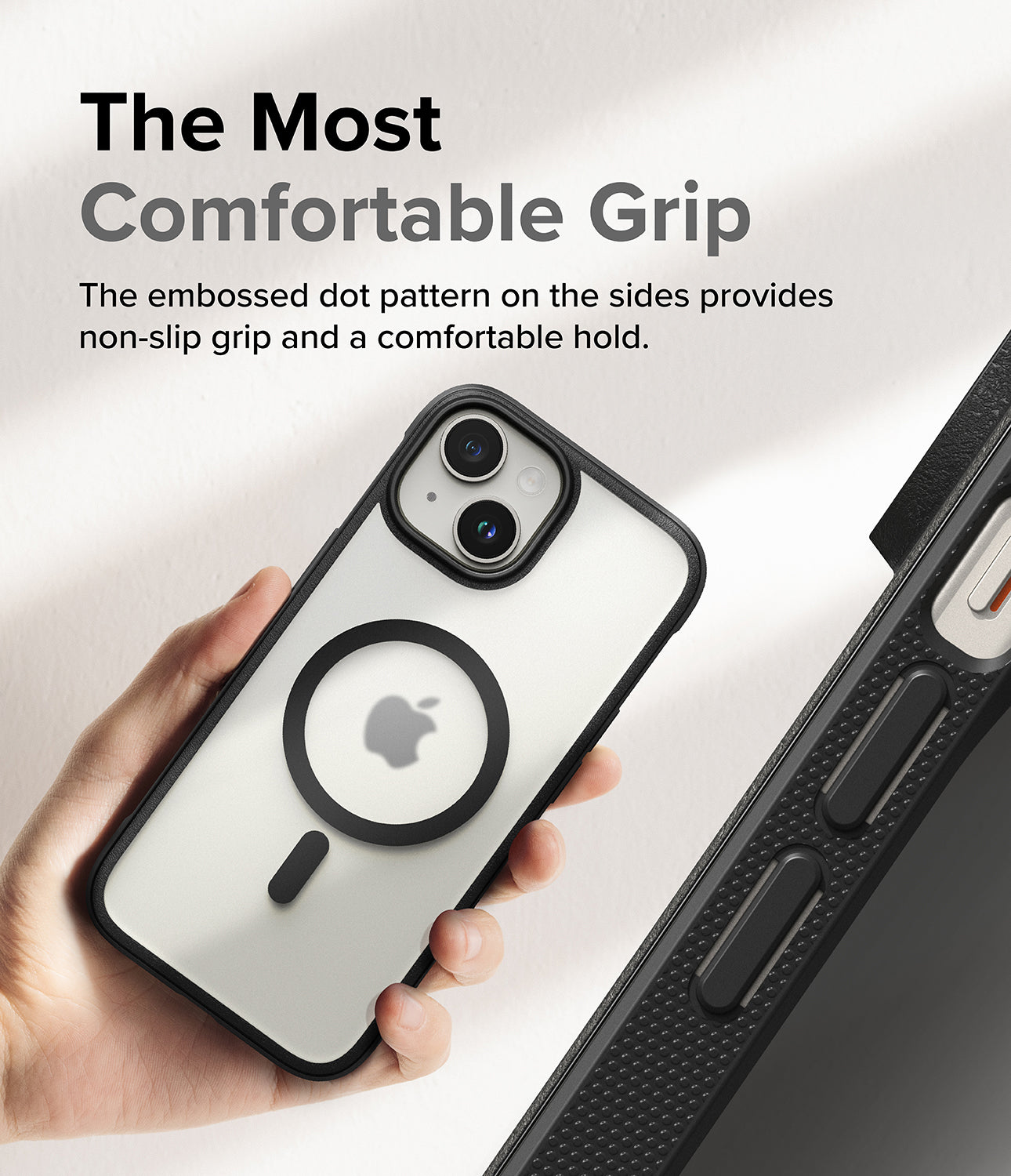 iPhone 15 Plus Case | Fusion Bold Magnetic - The Most Comfortable Grip. The embossed dot pattern on the sides provides non-slip grip and a comfortable hold.