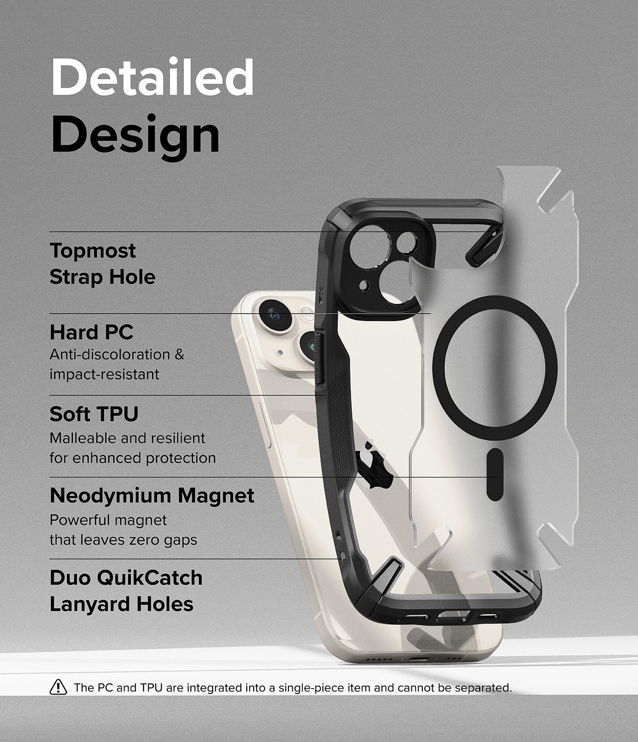 iPhone 15 Plus Case | Fusion-X Magnetic Matte Black - Detailed Design