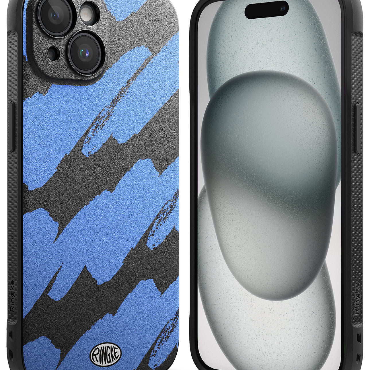 iPhone 15 Plus Case | Onyx Design - Blue Brush