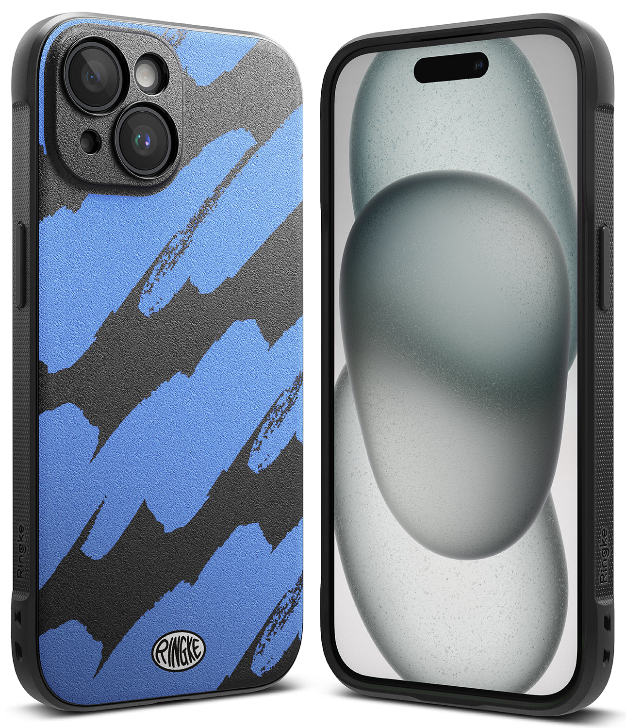 iPhone 15 Plus Case | Onyx Design - Blue Brush