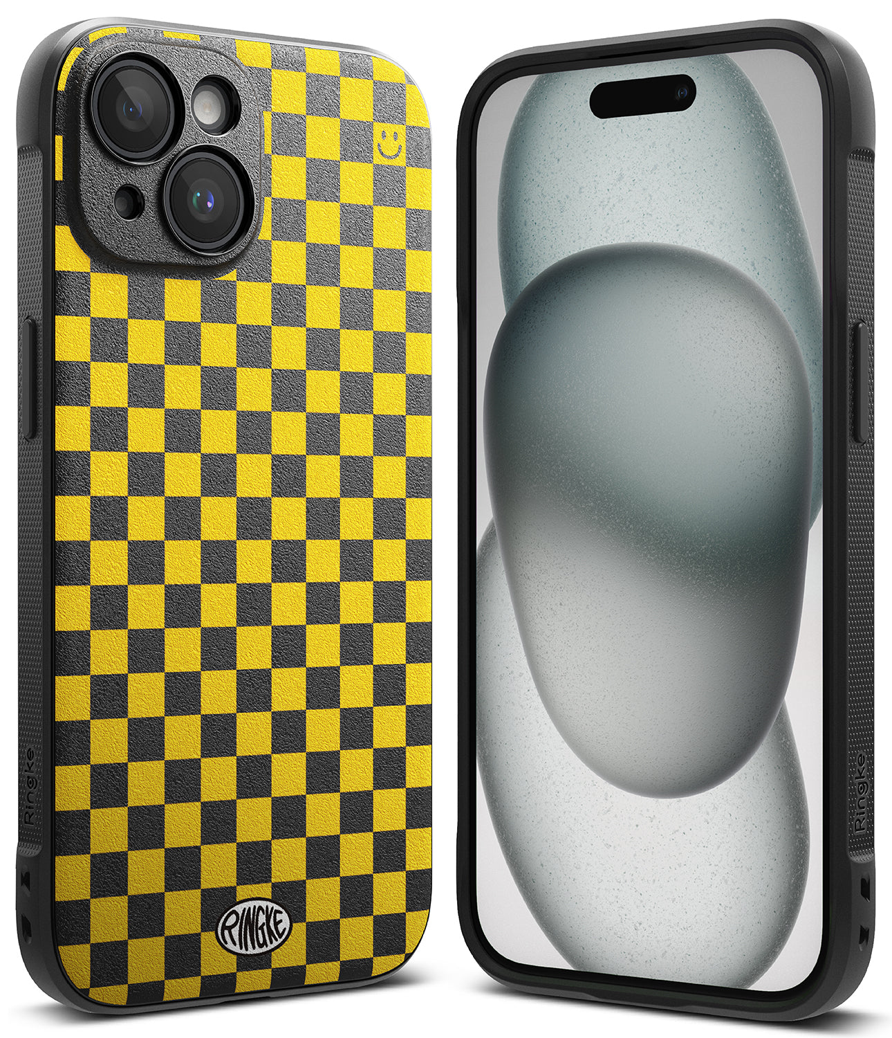 iPhone 15 Plus Case | Onyx Design - Checkerboard Yellow