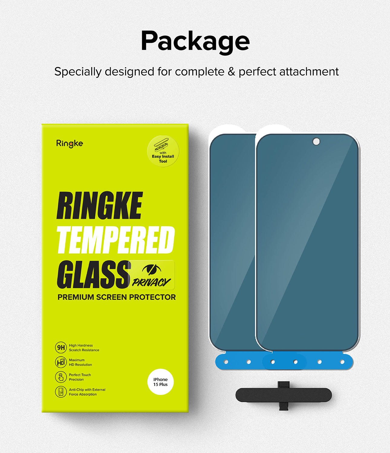 iPhone 15 Plus Screen Protector | Privacy Glass - Package
