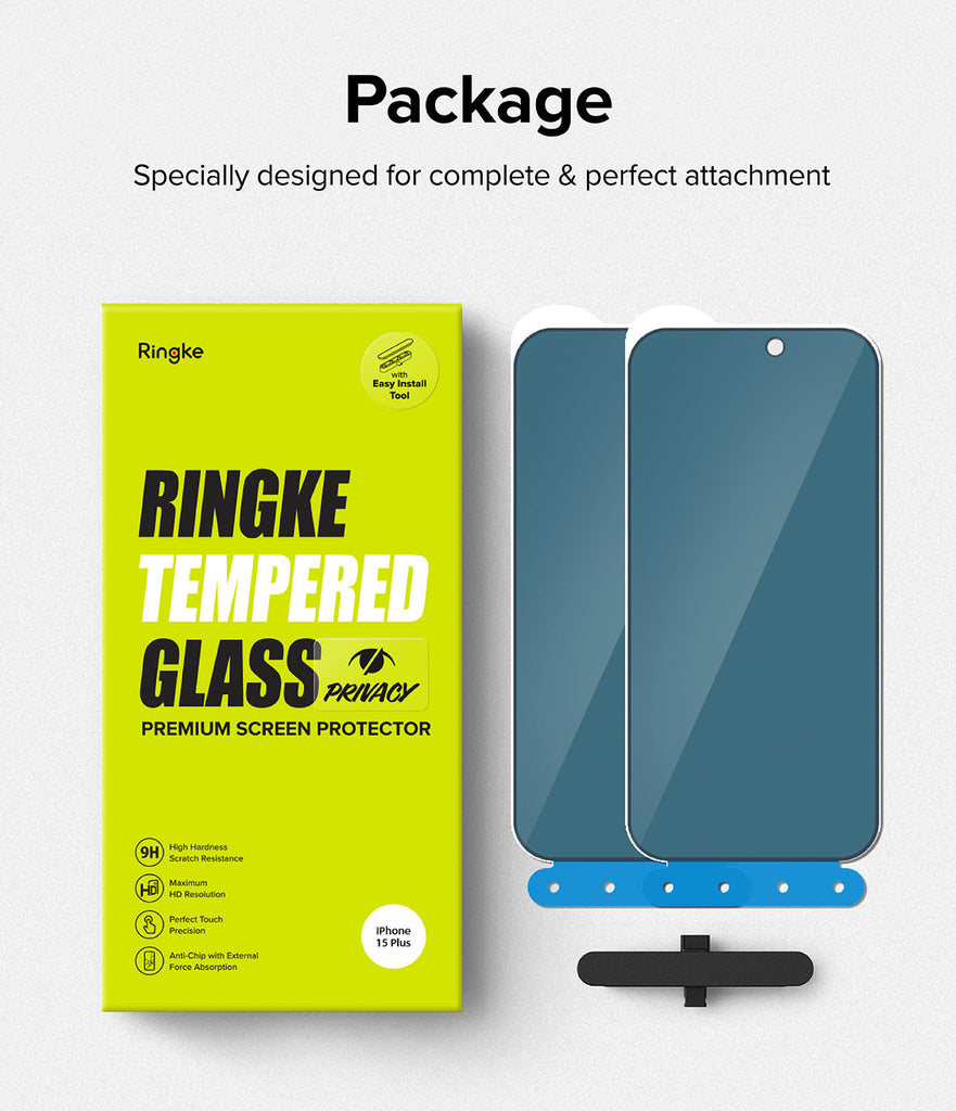 iPhone 15 Plus Screen Protector | Privacy Glass Anti-spy full-coverage 9H hardness tempered glass protector