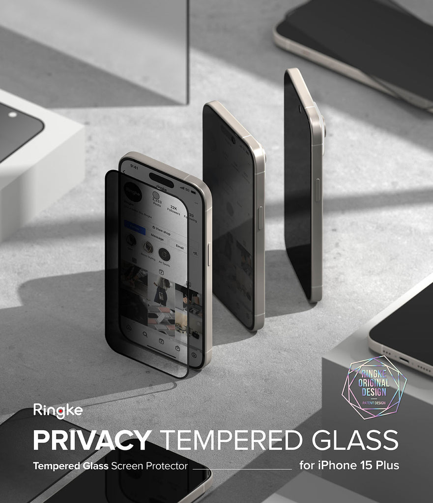 iPhone 15 Plus Screen Protector | Privacy Glass Anti-spy full-coverage 9H hardness tempered glass protector