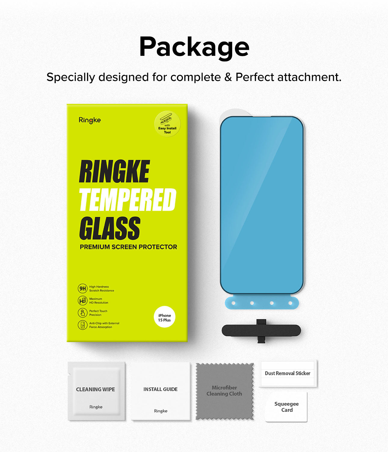 iPhone 15 Plus Screen Protector | Full Cover Glass - Package