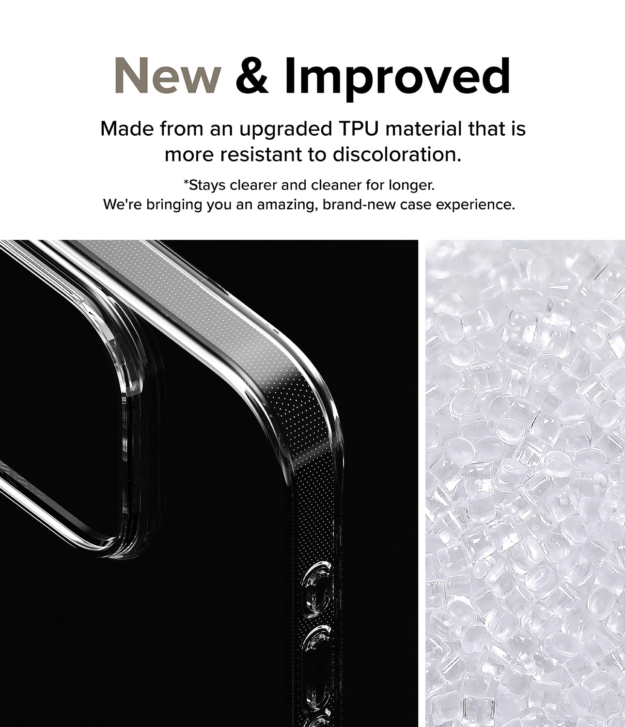 iPhone 15 Pro Case | Air - Clear - New and Improved. Made from an upgraded TPU material that is more resistant to discoloration.