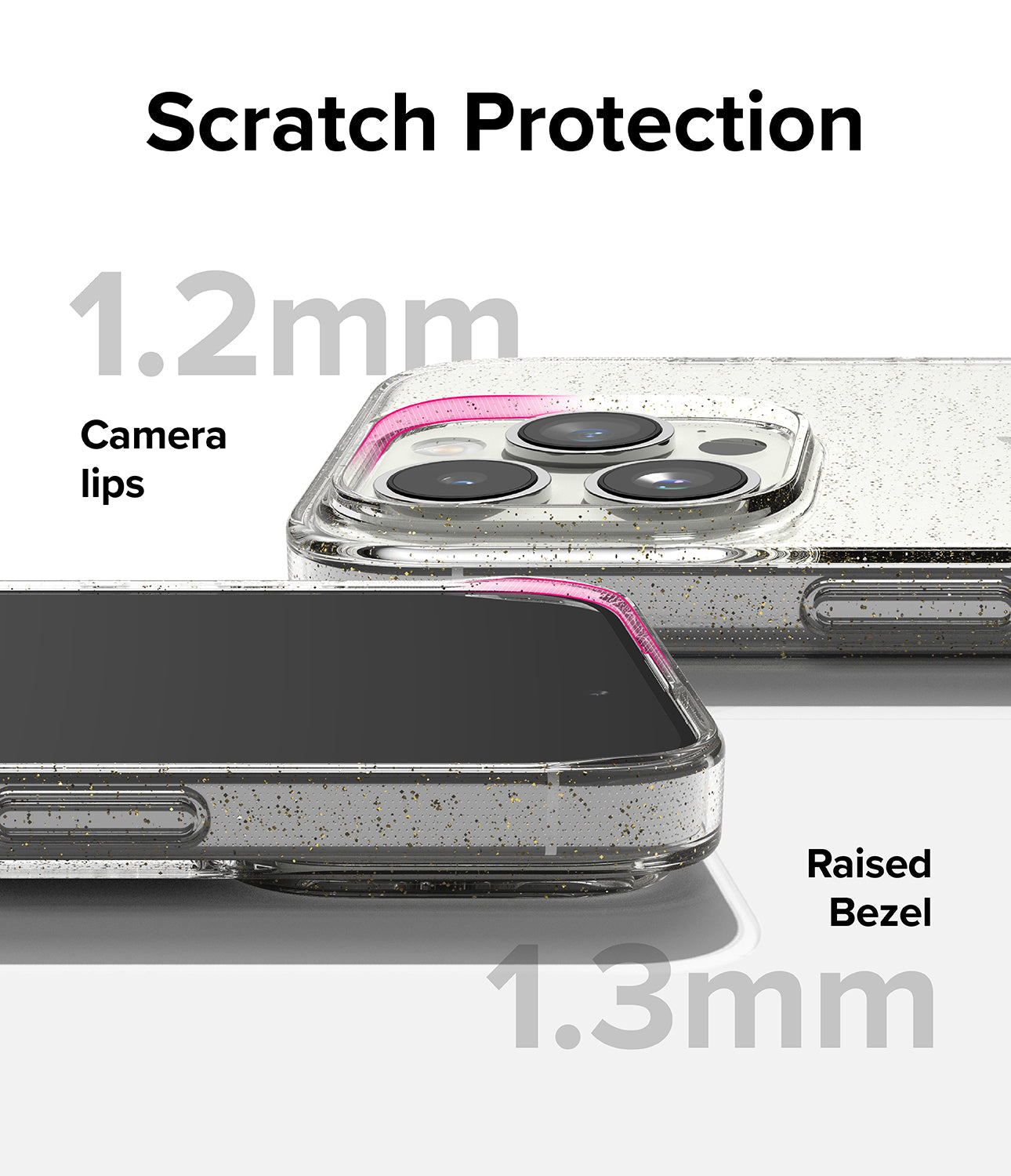 iPhone 15 Pro Case | Air - Glitter Clear - Scratch Protection. Camera Lips. Raised Bezel.