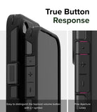 iPhone 15 Pro Case | Alles - True Button Response. Easy to distinguish the topmost volume button with a + symbol. Fine Aperture Lines.