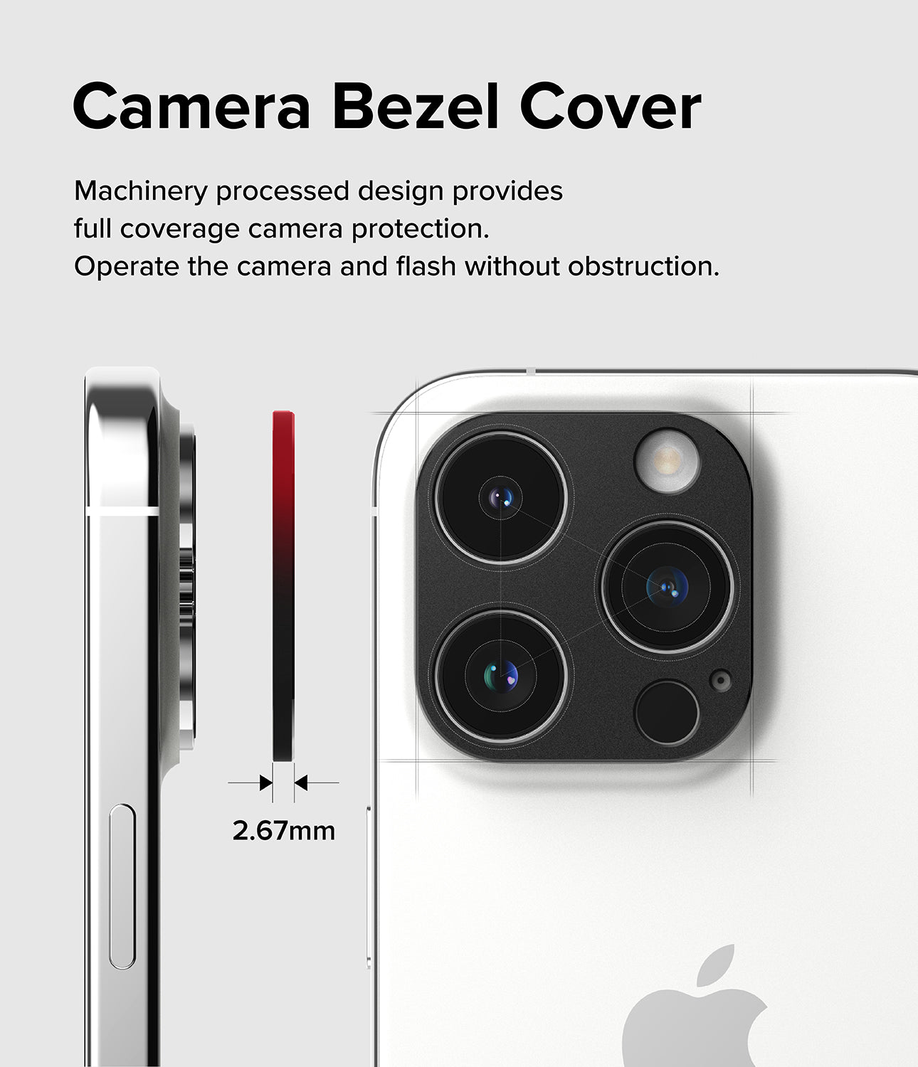 iPhone 15 Pro Max / 15 Pro | Kiểu dáng máy ảnh - Vỏ bezel máy ảnh. Thiết kế được xử lý bằng máy móc cung cấp khả năng bảo vệ camera toàn diện. Vận hành máy ảnh và đèn flash mà không bị cản trở.