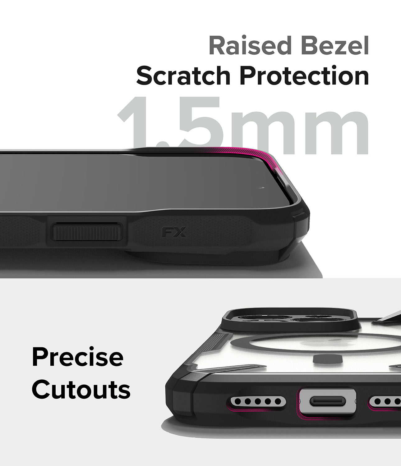 iPhone 15 Pro Case | Fusion-X Magnetic Matte Black - Raised Bezel Scratch Protection. Precise Cutouts