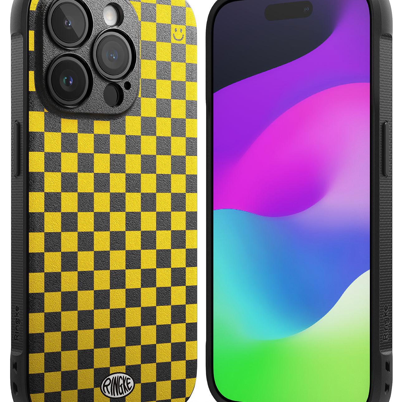 iPhone 15 Pro Case | Onyx Design - Checkerboard Yellow