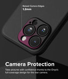 iPhone 15 Pro Case | Onyx Magnetic - 1.2mm Raised Camera Edges. Camera Protection. Take pictures with confidence thanks to the Onyx's full-coverage design for the rear camera.