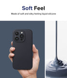 iPhone 15 Pro Case | Silicone Magnetic - Deep Blue - Soft Feel. Made of soft and silky feeling liquid silicone.