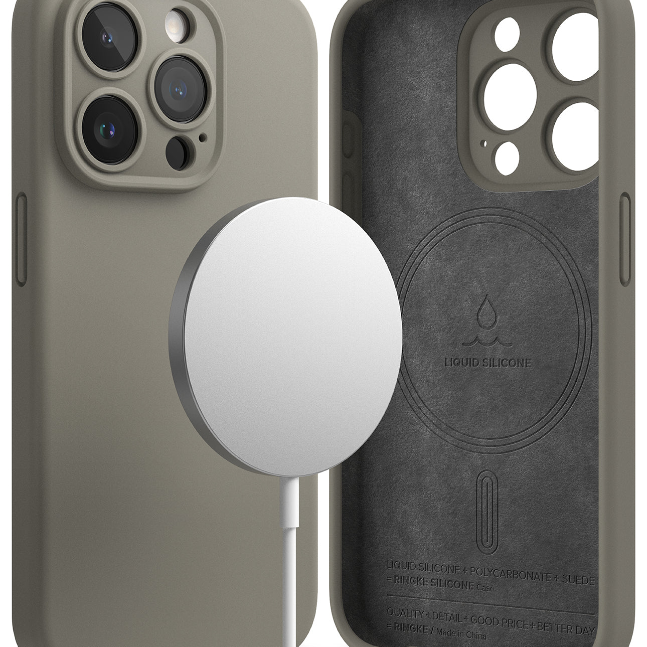 iPhone 15 Pro Case | Silicone Magnetic - Gray