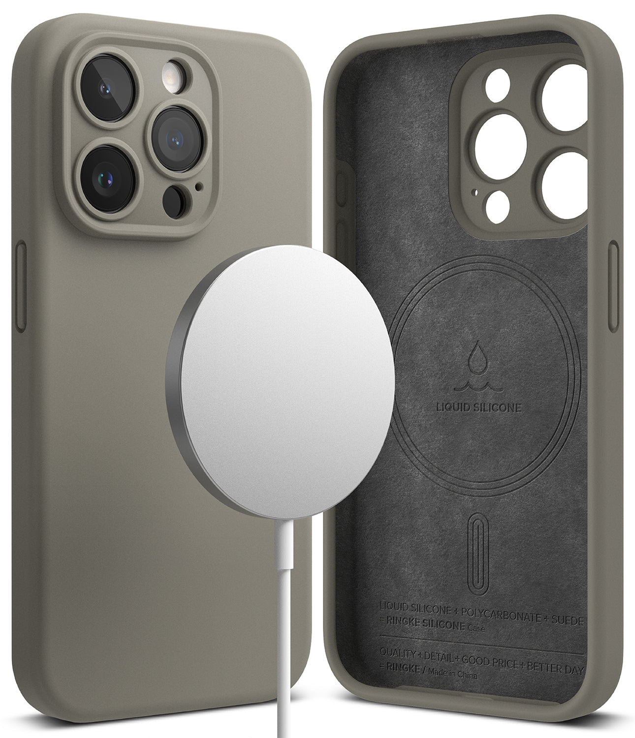 iPhone 15 Pro Case | Silicone Magnetic - Gray
