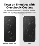 iPhone 15 Pro Screen Protector | Easy Slide Tempered Glass- Keep off Smudges with Oleophobic Coating. The oleophobic-coated surface is oil-resistant, making it easy to clear off fingerprints, smudges, moisture, and more for a cleaner-looking screen.