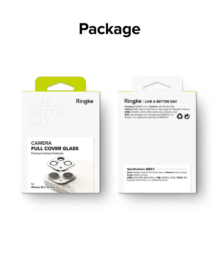 iPhone 15 Plus / iPhone 15 | Camera Protector Glass [2 Pack] - Package