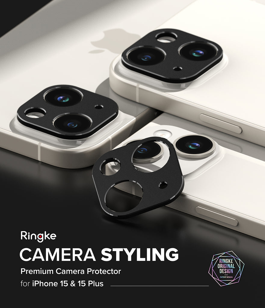 iPhone 15 Plus / iPhone 15 | Camera Styling - Black aluminum metallic cover - By Ringke