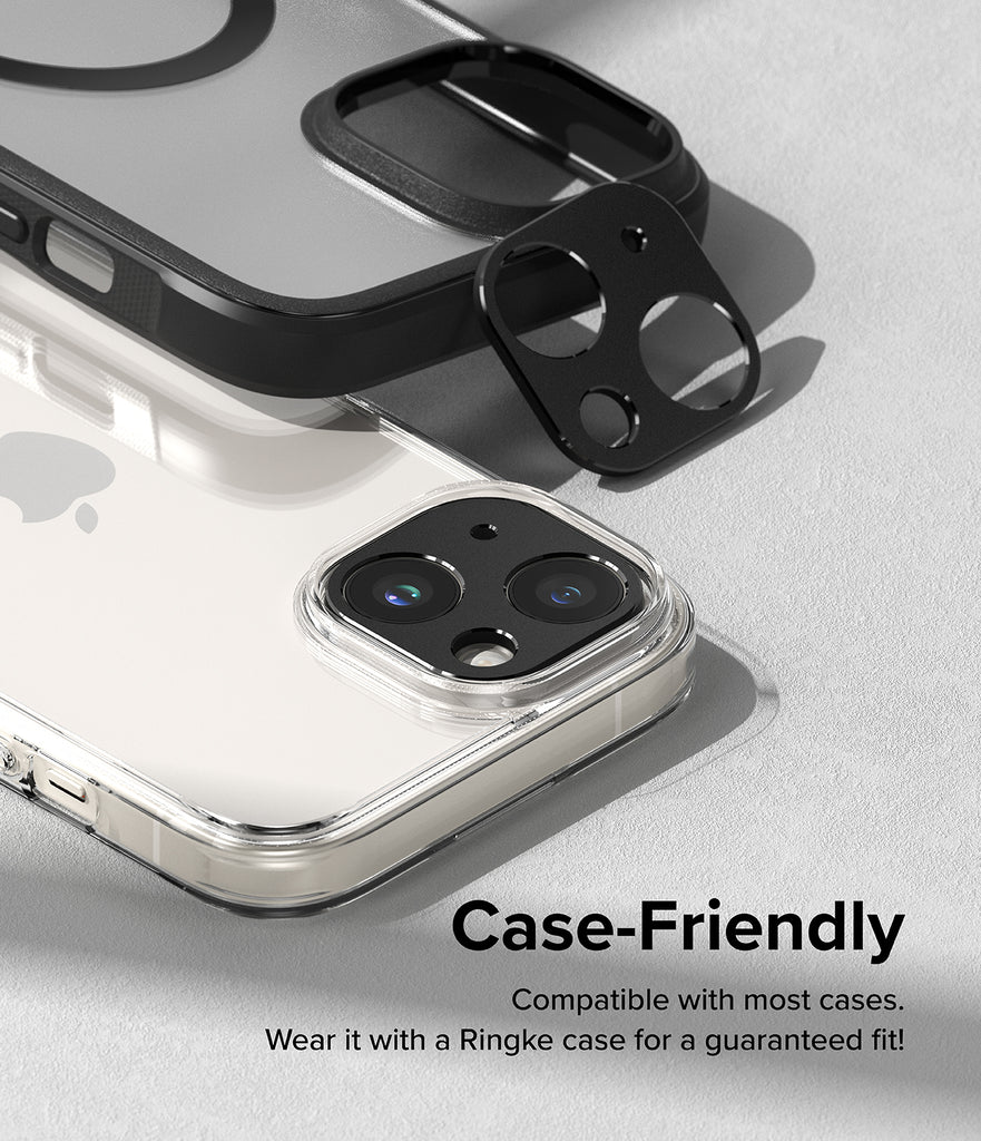 iPhone 15 Plus / iPhone 15 | Camera Styling - Black aluminum metallic cover. Case-Friendly. Compatible with most cases. Wear it with a Ringke case for a guaranteed fit!