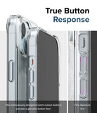 iPhone 15 Case | Fusion - Clear - True Button Response. The meticulously designed notch-cutout buttons provide a genuine button feel. Fine Aperture Line.
