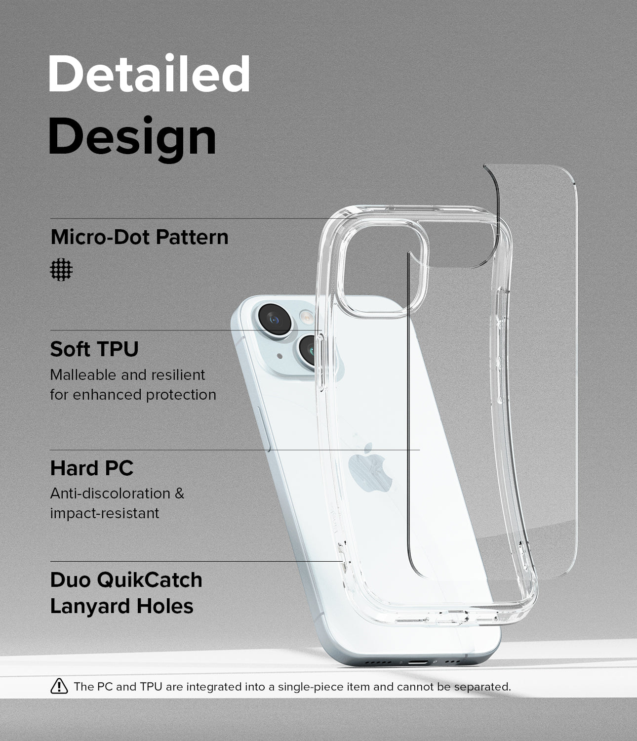 iPhone 15 Case | Fusion - Clear - Detailed Design. Micro-Dot Pattern. Malleable and resilient for enhanced protection. Anti-discoloration and impact-resistant with Hard PC. Duo QuikCatch Lanyard Holes.