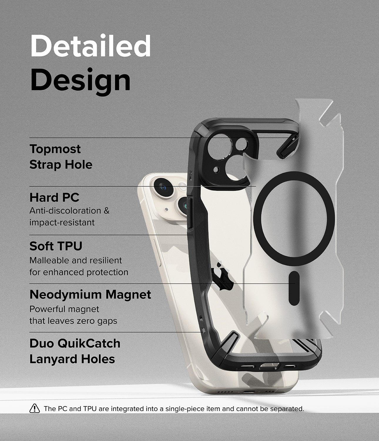 iPhone 15 Case | Fusion-X Magnetic Matte Black - Detailed Design
