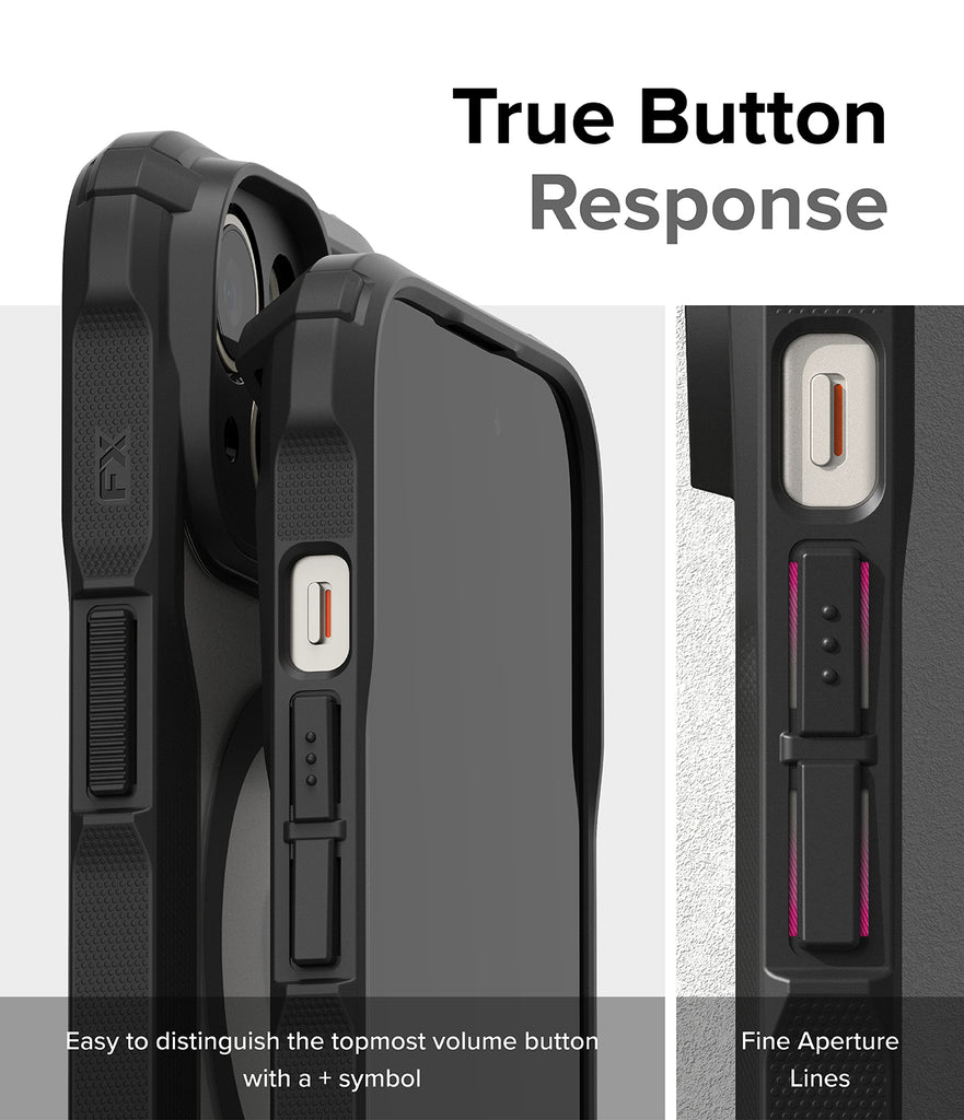 iPhone 15 Case | Fusion-X Magnetic Matte Black - True Button Response.