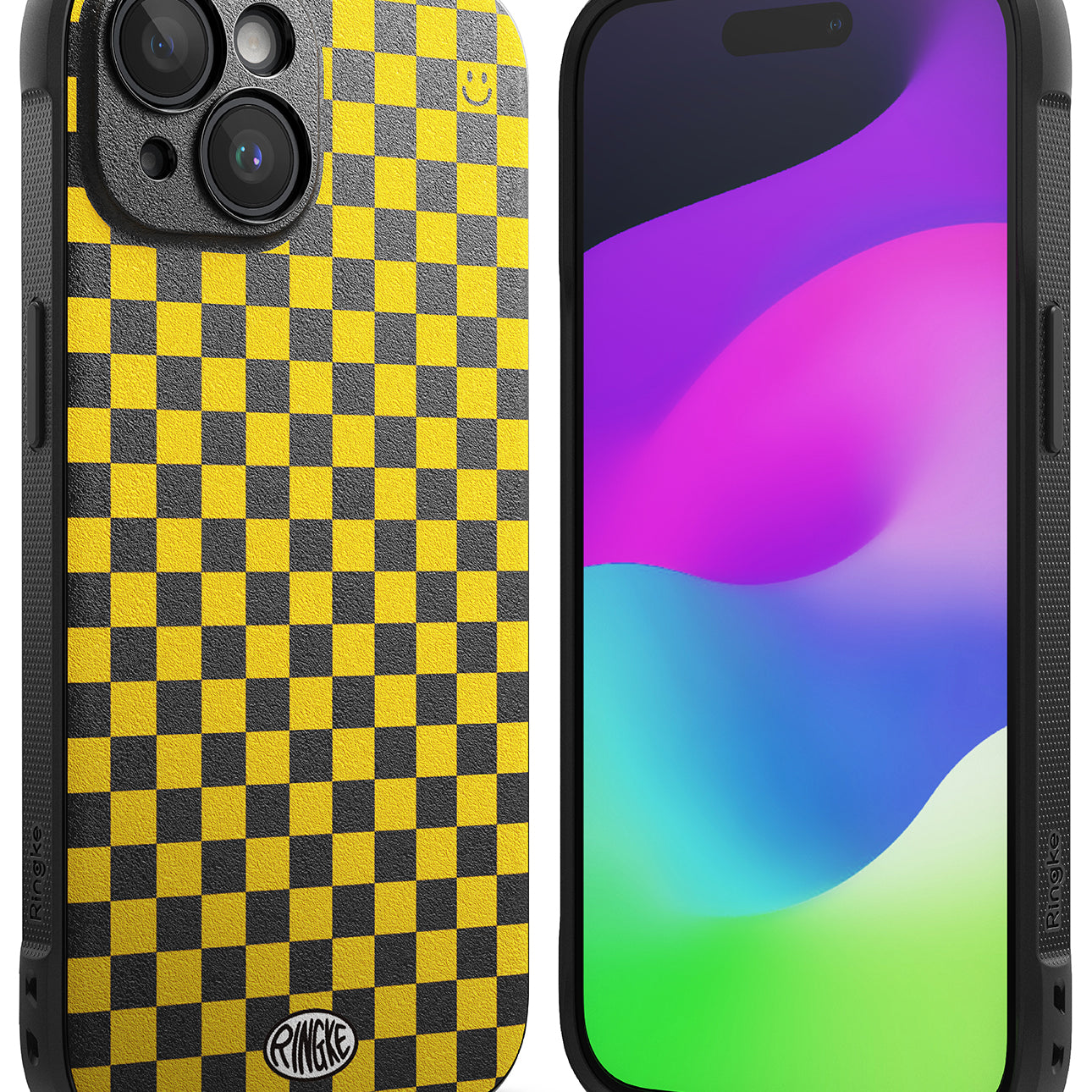 iPhone 15 Case | Onyx Design - Checkerboard Yellow