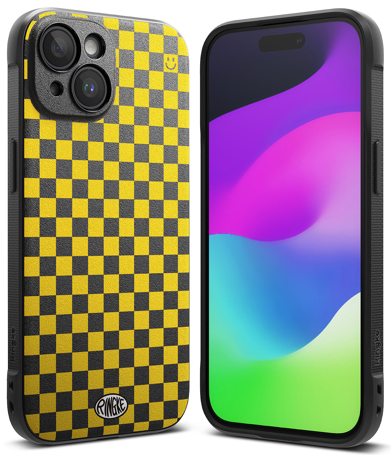 iPhone 15 Case | Onyx Design - Checkerboard Yellow