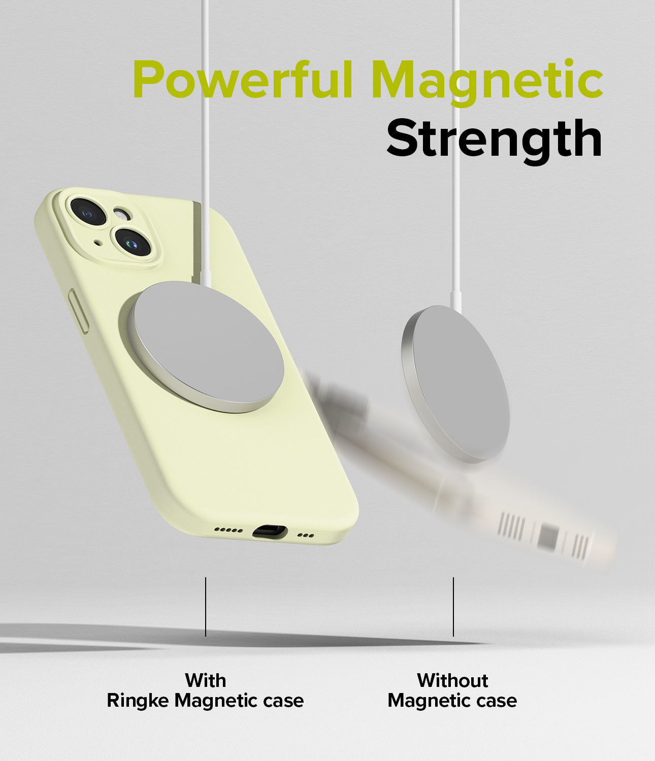 iPhone 15 Case | Silicone Magnetic - Sunny Lime - Powerful Magnetic Strength.