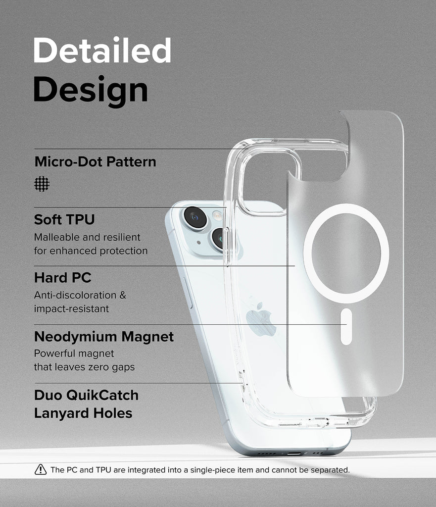 iPhone 15 Plus Case | Fusion Magnetic Matte - Detailed Design. Micro-Dot Pattern. Malleable and resilient for enhanced protection with Soft TPU. Anti-discoloration and impact-resistant with Hard PC. Powerful neodymium magnet that leaves zero gaps. Duo QuikCatch Lanyard Holes