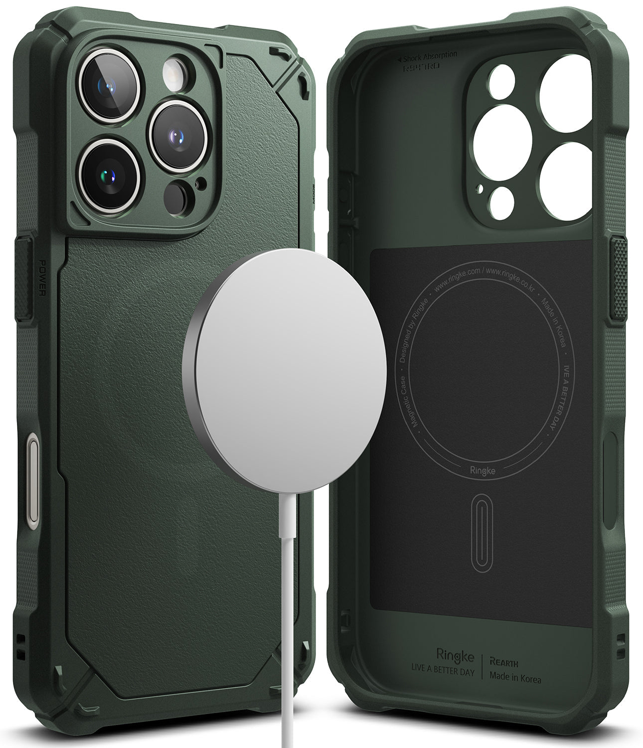 iPhone 16 Pro Max Case | Rugged Gear Magnetic - Dark Green
