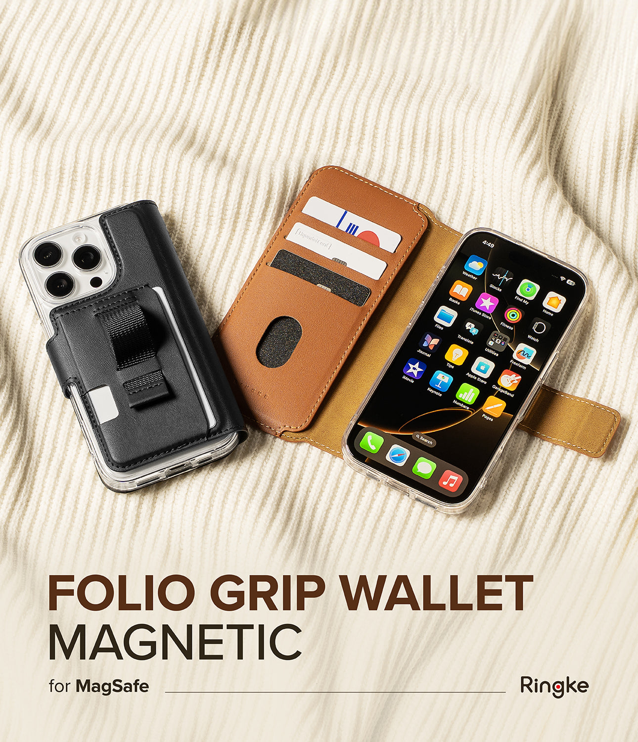 iPhone 16 Pro / 16 Case | Magnetic Folio Leather Wallet – Ringke
