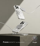 [Combo] iPhone 16 Pro | Folio Wallet Magnetic + Fusion Magnetic - Clear iPhone 16 Pro cases with magnetic chargers.