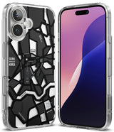 iPhone 16 Case | Fusion Design - Clear phone case featuring a black and white map graphic of Seoul with landmarks.