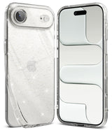 iPhone 17 Pro Case | Air - Clear, glitter-infused phone case shown from back and front angles against a white background.