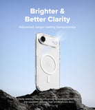 [Combo] iPhone Air Cover | Folio Grip Wallet Magnetic + Fusion Magnetic - [Combo] iPhone Air Cover - Clear magnetic iPhone case standing on a rock against a blue sky with text about clarity.