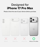 Comparison chart for phone cases designed for iPhone 17 Pro Max on a white background.