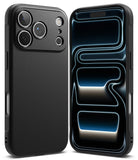 Black iPhone 17 pro max case with a modern design on a white background