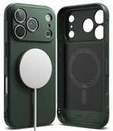 iPhone 17 Pro Max Case | Onyx Magnetic - Dark green magnetic phone case shown from the back and interior.