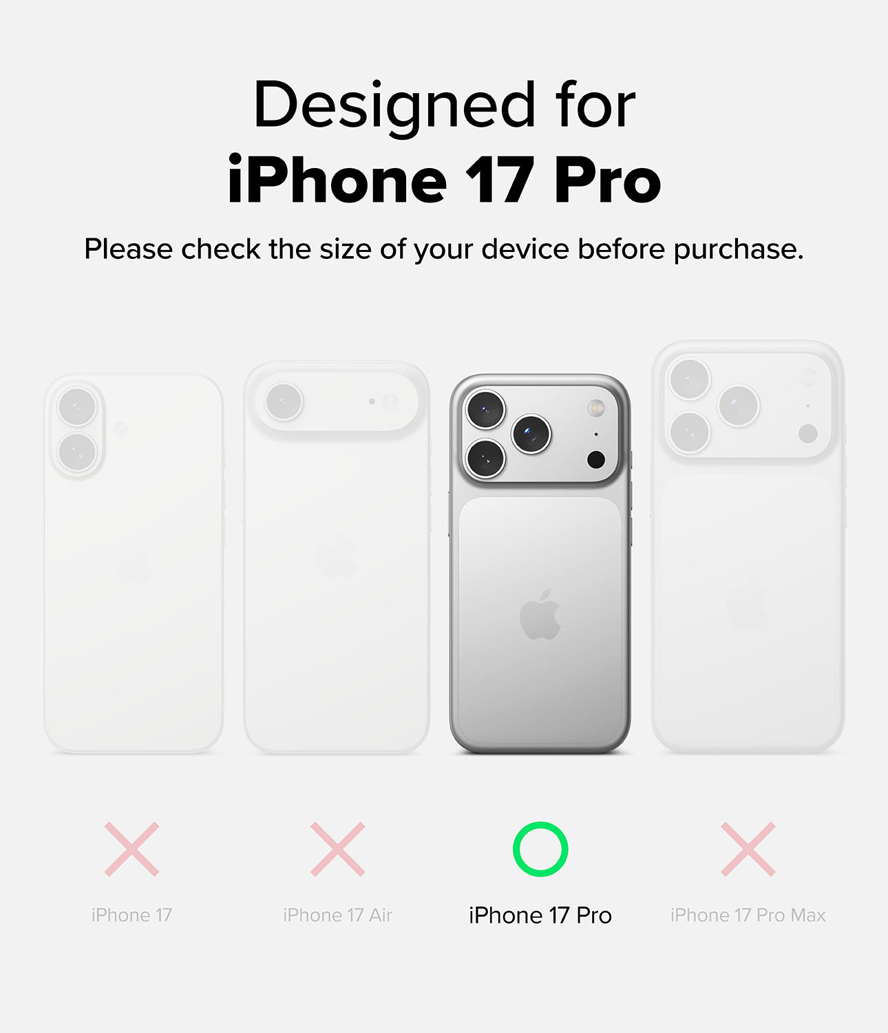 iPhone 17 Pro Case | Fusion Card Magnetic - Comparison chart for iPhone models with a focus on iPhone 17 Pro.