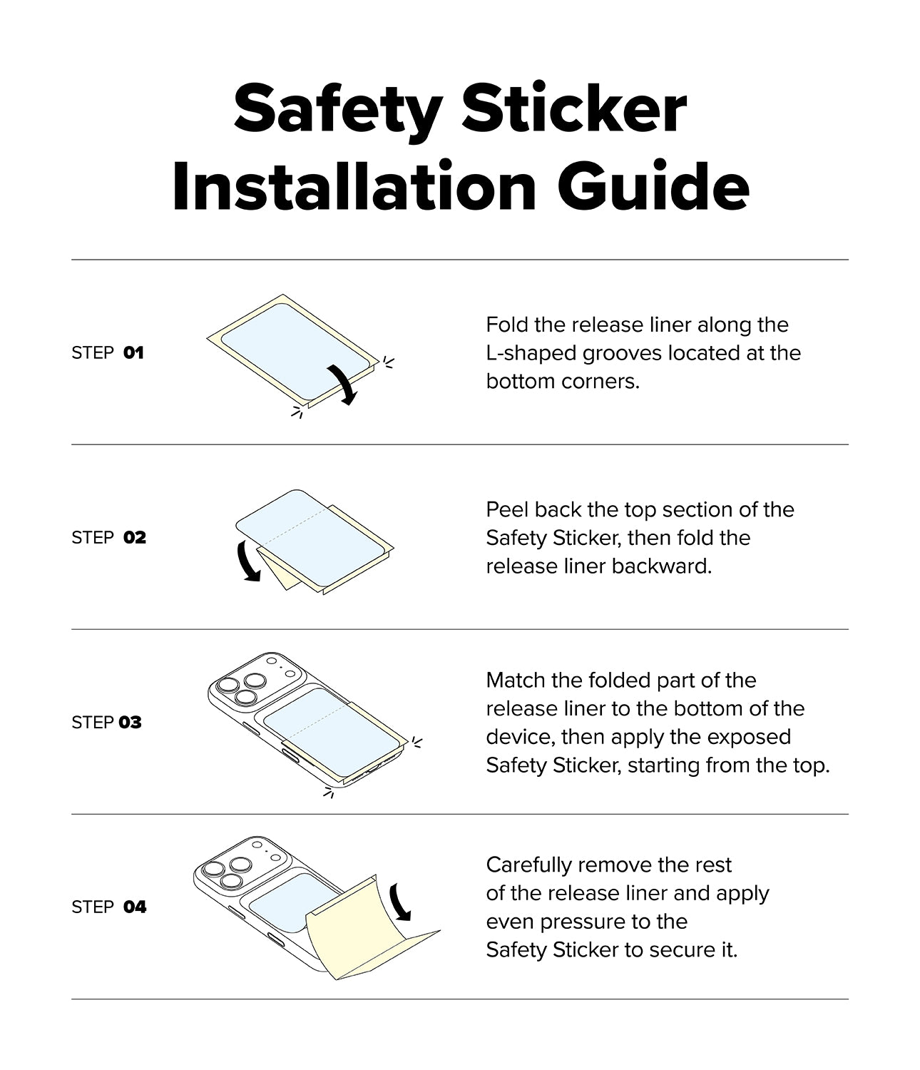 iPhone 17 Pro Case | Fusion Card Magnetic - Safety Sticker Installation Guide with step-by-step guide diagram for the safety sticker.