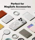 iPhone 17 Pro Cover | Folio Grip Wallet Magnetic - iPhone 17 Pro Cover - iPhone 17 Pro in a clear MagSafe case surrounded by various magnetic wallets, grips, and chargers.