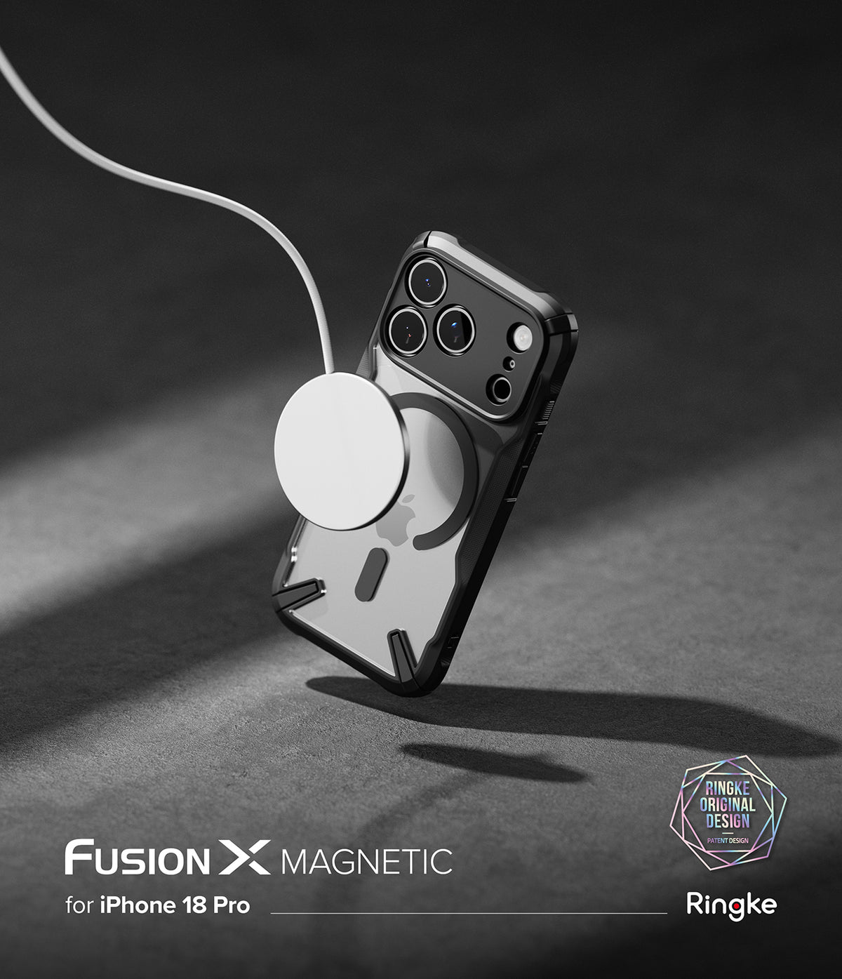 iPhone 18 Pro Case | Fusion-X Magnetic - Phone case with magnetic ring stand and 'Fusion X Magnetic' branding on a dark background