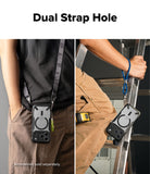 iPhone 18 Pro Case | Fusion-X Magnetic - Phone case with dual strap holes worn by a person and held on a ladder.