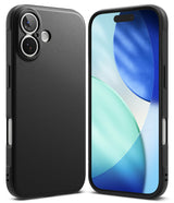 iPhone 17 Case | Onyx - Matte black phone case shown from back and front, featuring a textured finish and dual camera cutout.