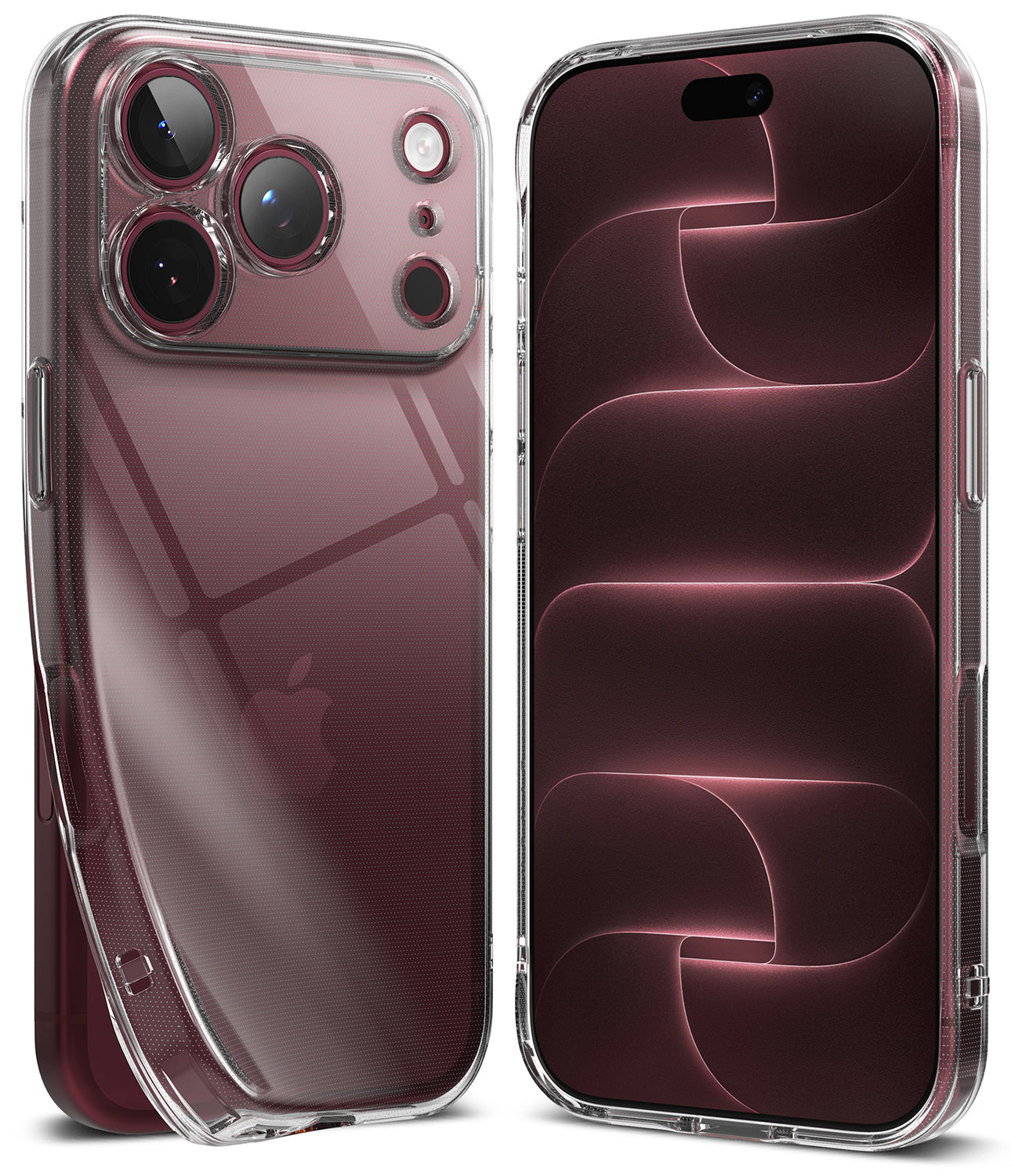iPhone 18 Pro Max Case | Air - Two clear protective phone cases shown on iPhones, one from the back and one from the front, on a clean white background.