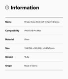 iPhone 18 Pro Max Screen Protector | Easy Slide AR Tempered Glass - Product information card for Ringke Easy Slide Tempered Glass for iPhone 18 Pro Max